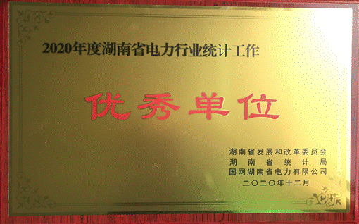 星空官方网页版株洲航电分星空官方网页版荣获“2020年度湖南省电力行业统计优秀单位”称号
